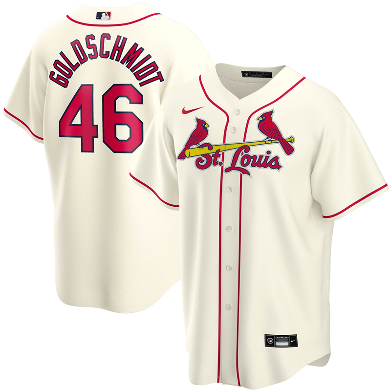 2020 MLB Men St. Louis Cardinals 46 Paul Goldschmidt Nike Cream Alternate 2020 Replica Player Jersey 1